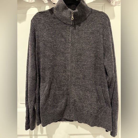 Barefoot Dreams Cozychic Lite Full Zip Mock Neck Sweater Jacket Sz XL